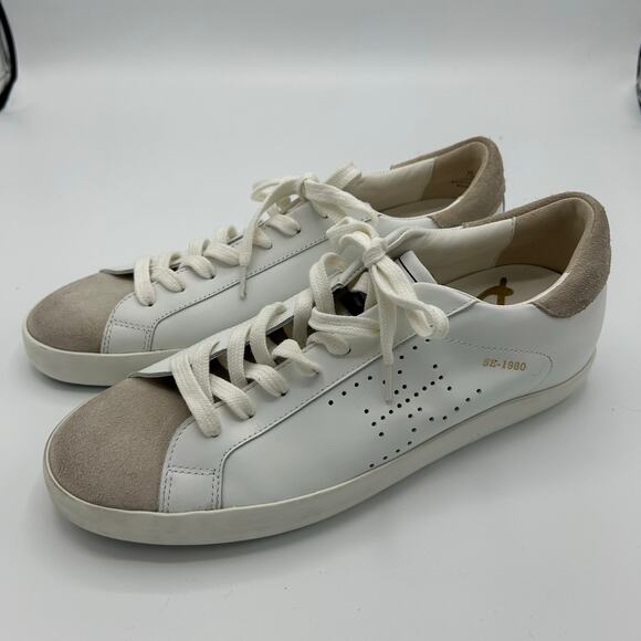 Sam Edelman Aubrie Sneakers 7.5 White Leather Suede Toe Low Top Lace Up Casual - Picture 9 of 14